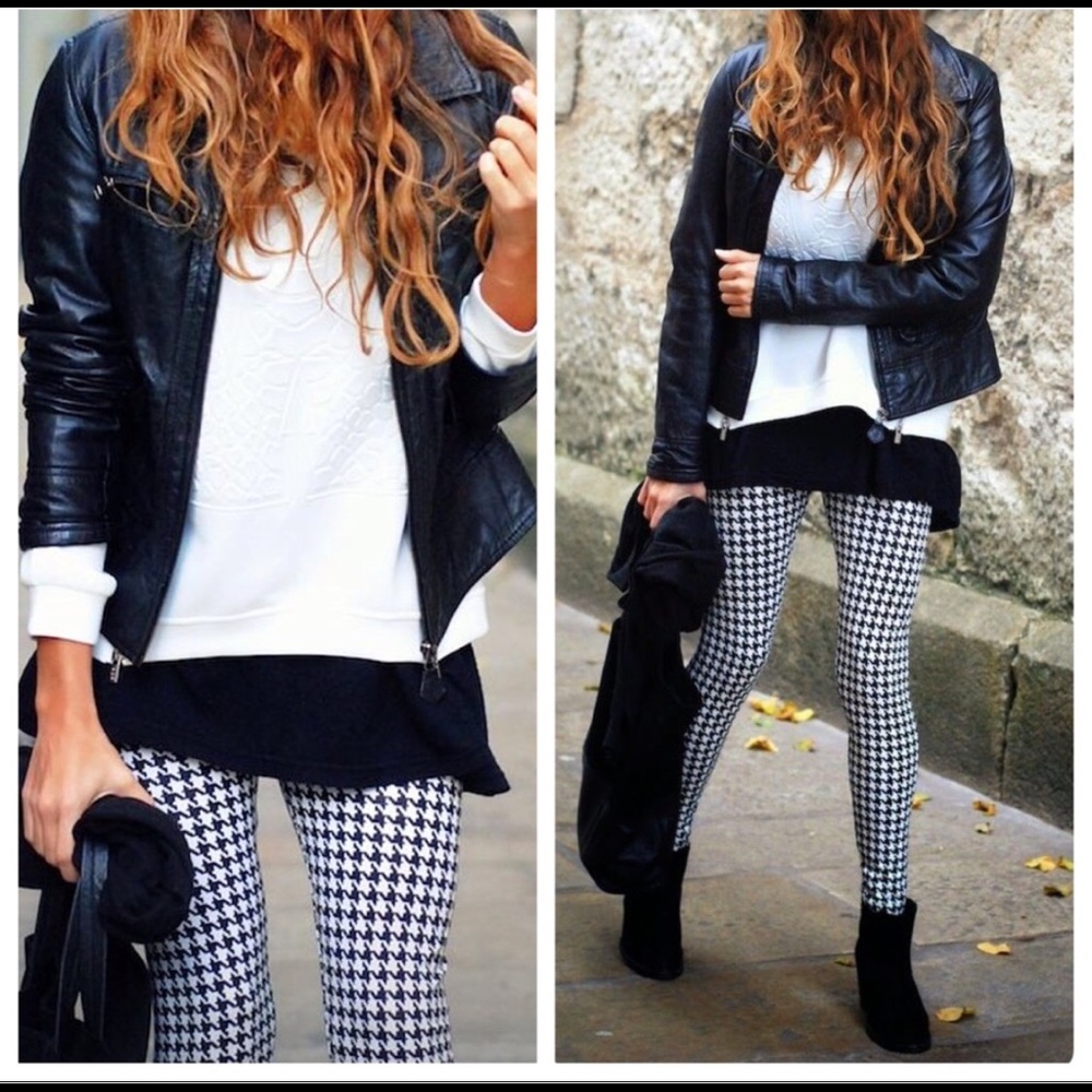 Herringbone print leggings